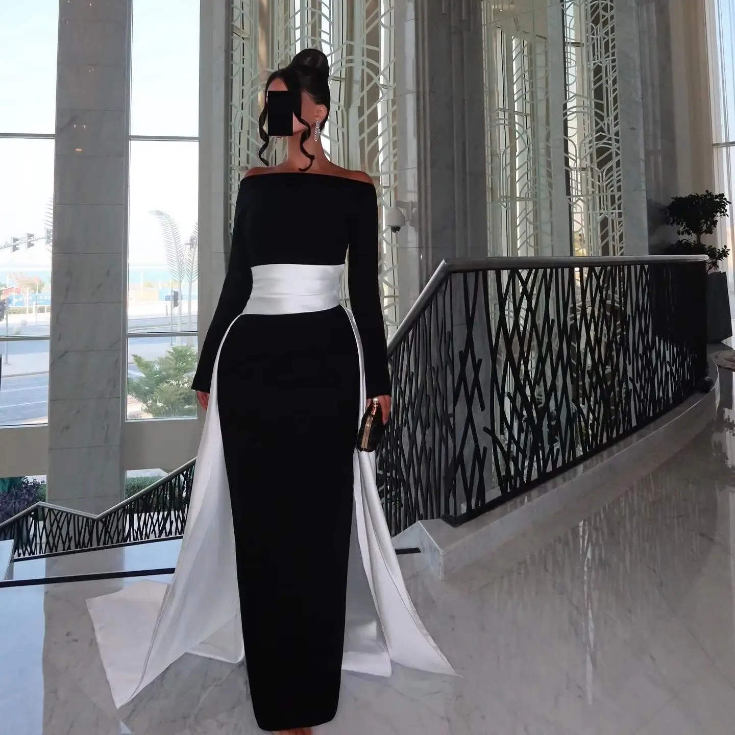 

Adeli Elegant Black Off Shoulder Prom Gown White Satin Party Evening Dress Floor Length Special Occasion Dresses customized 2025