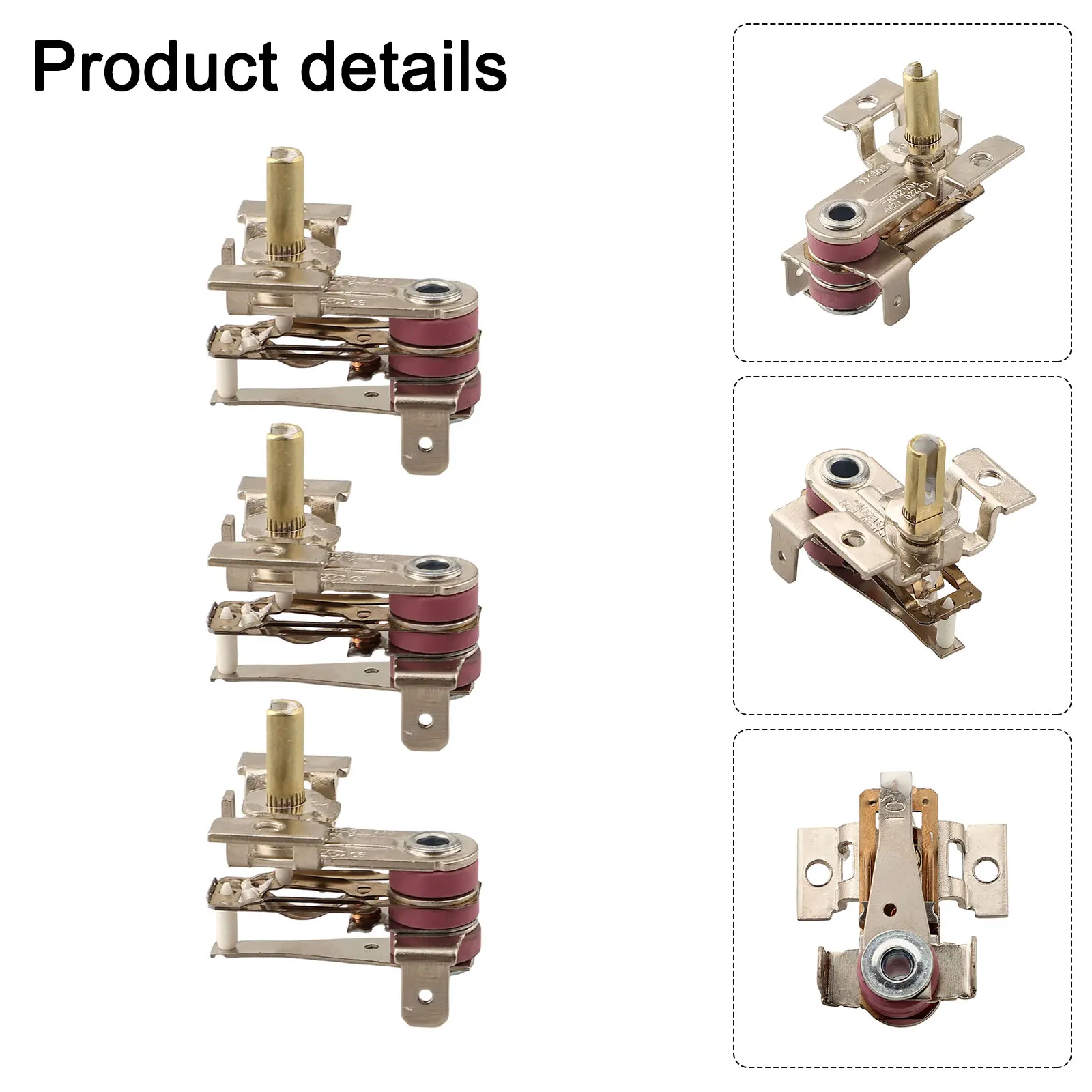 

Набор из трех биметаллических нагревательных термостатов для различных электрических применений, регулируемых на напряжение переменного тока 250 В.