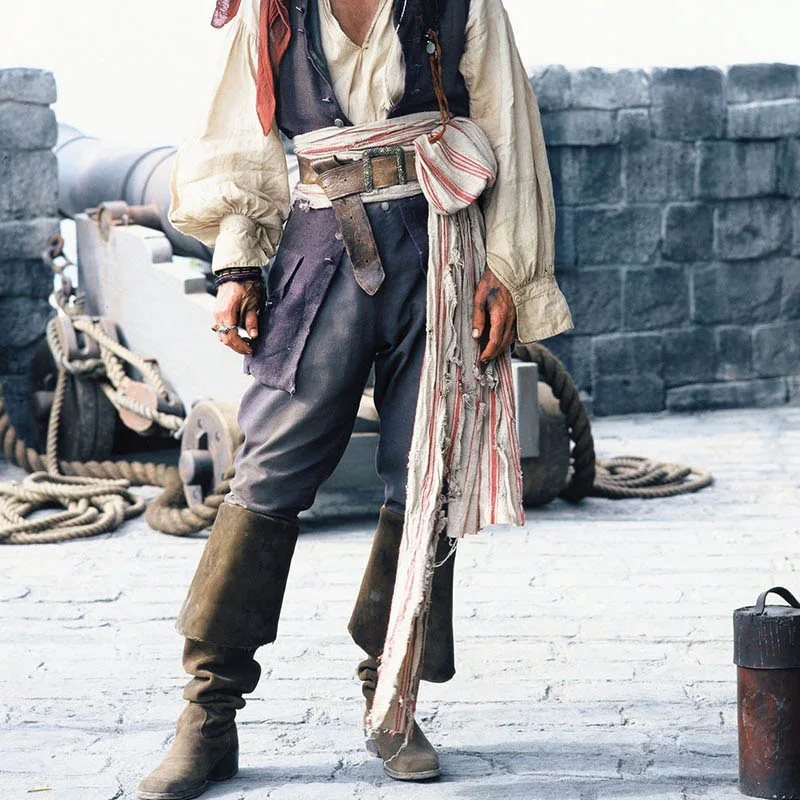 ผู้ใหญ่ชายยุคกลางรองเท้าหนัง Jack Sparrow Renaissance ครึ่ง Haddock รองเท้ารองเท้า Larp โจรสลัดนักรบ Vintage Jackboot