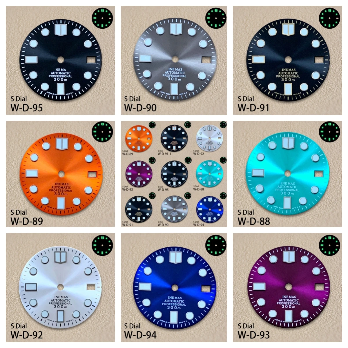 28.5mm S Logo Sunray Dial SUB/SKX007 DIal Suitable For NH35/NH36 Movement 3/3.8 o'clock Crown Green Luminous NH35 Accessories