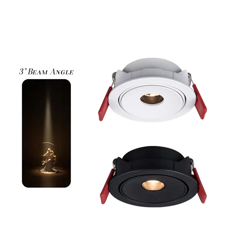 Adjustable embedded LED spotlight Mini focus ceiling light small beam Angle 3°8°15° Teahouse atmosphere wine cabinet luminaries