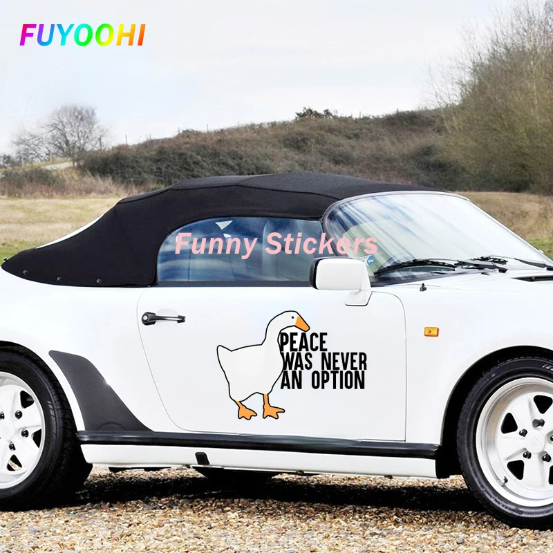 FUYOOHI Play Stickers for Goose Meme Peace Was Never An Option Car Stickers Scratch-Proof Creative Caravan Vinyl Car Wrap Decals