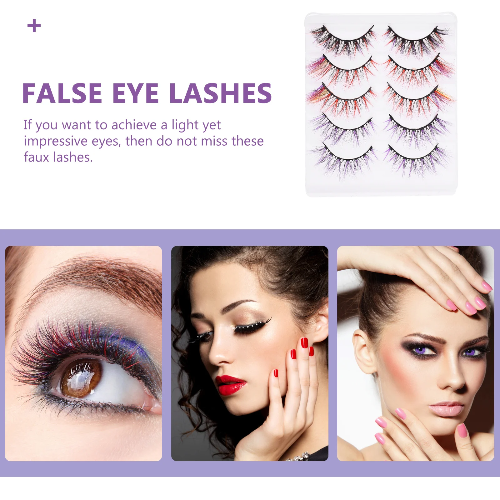 

5Pairs Fake Colored Lashes Professional False Eyelashes for Women Makeup Artistry Salon Use Daily Wear Special Occasions