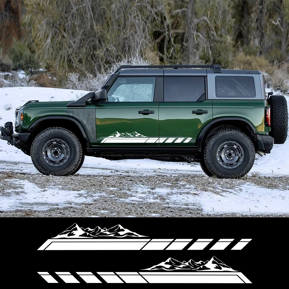 2PCS Offroad Car Stickers Mountain Peak Pattern Vinyl Decals For Suzuki Jimny Ford Bronco Toyota Prado Off-road Car Accessories