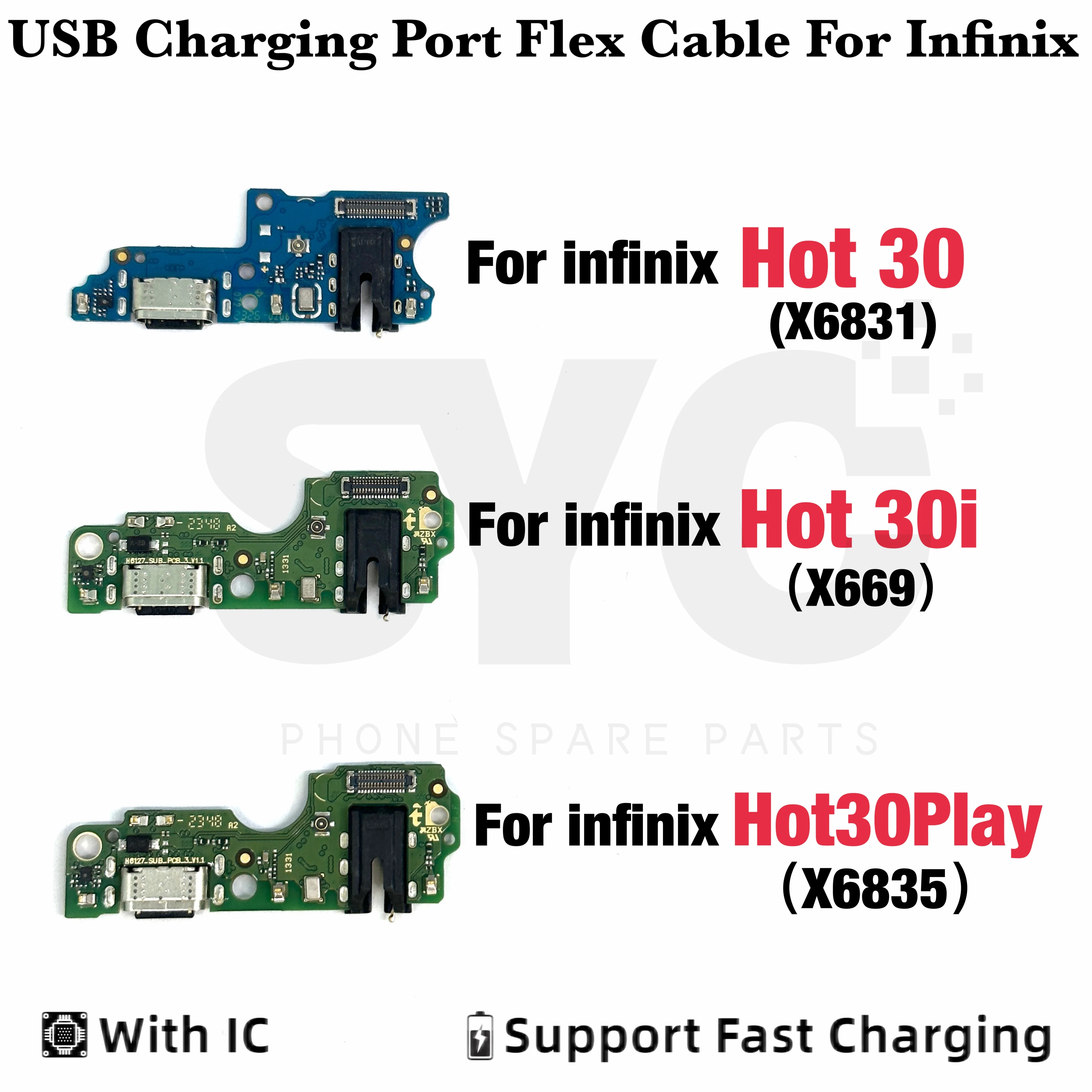 Placa de carga USB para Infinix Hot 30, Cable flexible compatible con carga rápida, 30i, X669, X6835