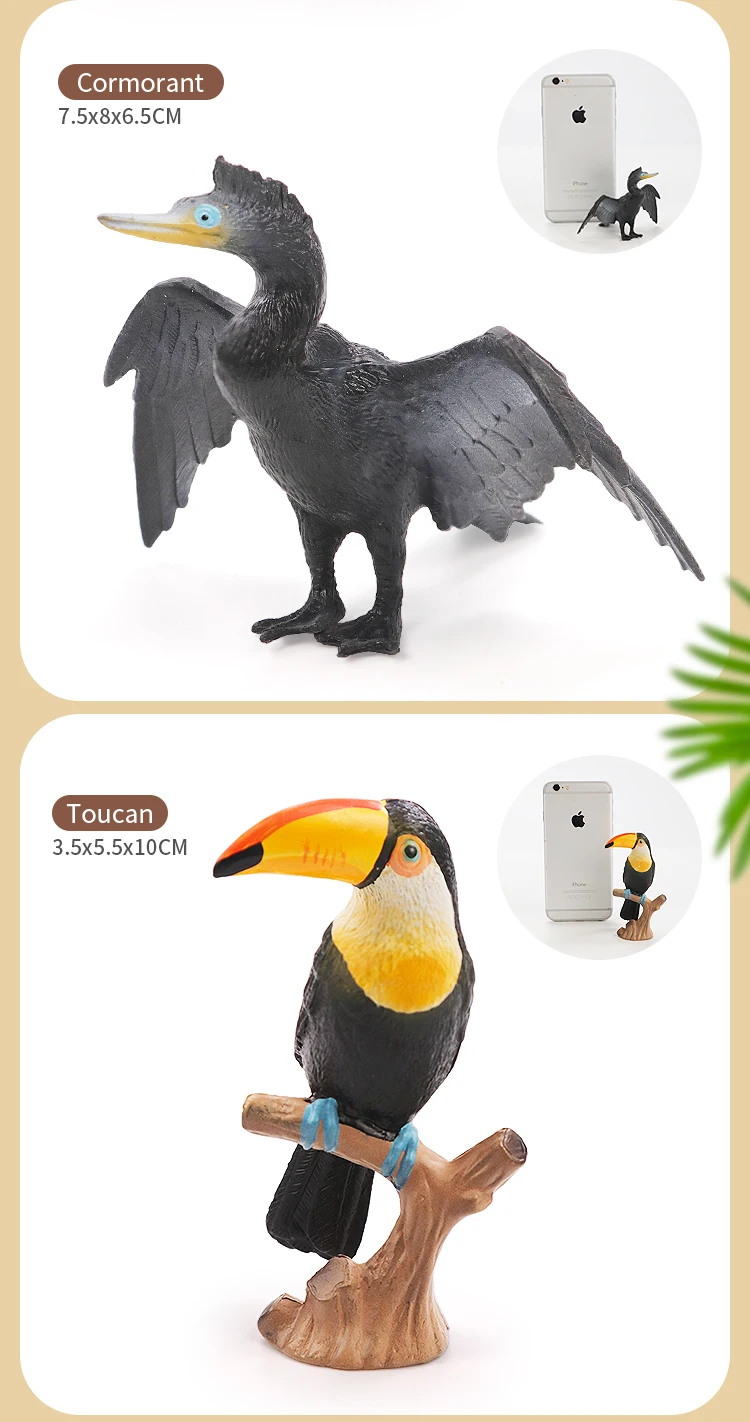 Miniatur-Klassiker-Vogel-Tier-Actionfiguren-Set – Flamingos, Papagei, Meer, Mew, Pfau, Eule, Strauß, pädagogisches Spielzeugmodell für Kinder – Detail 6