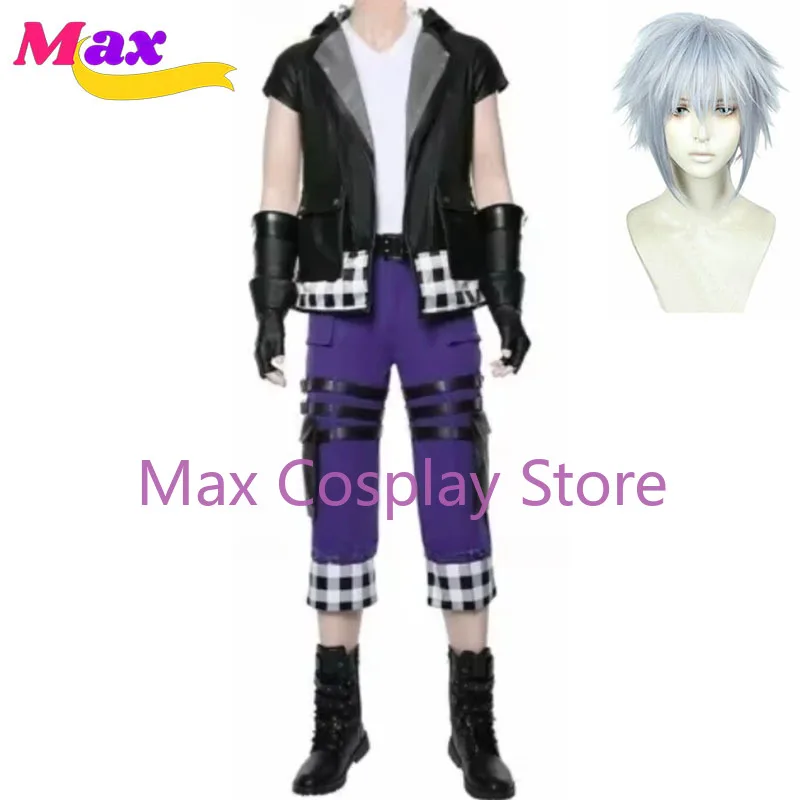 

Max Cos Kingdom Hearts III 3 Riku Outfit Uniform Cosplay Costume Coat Black Jacket