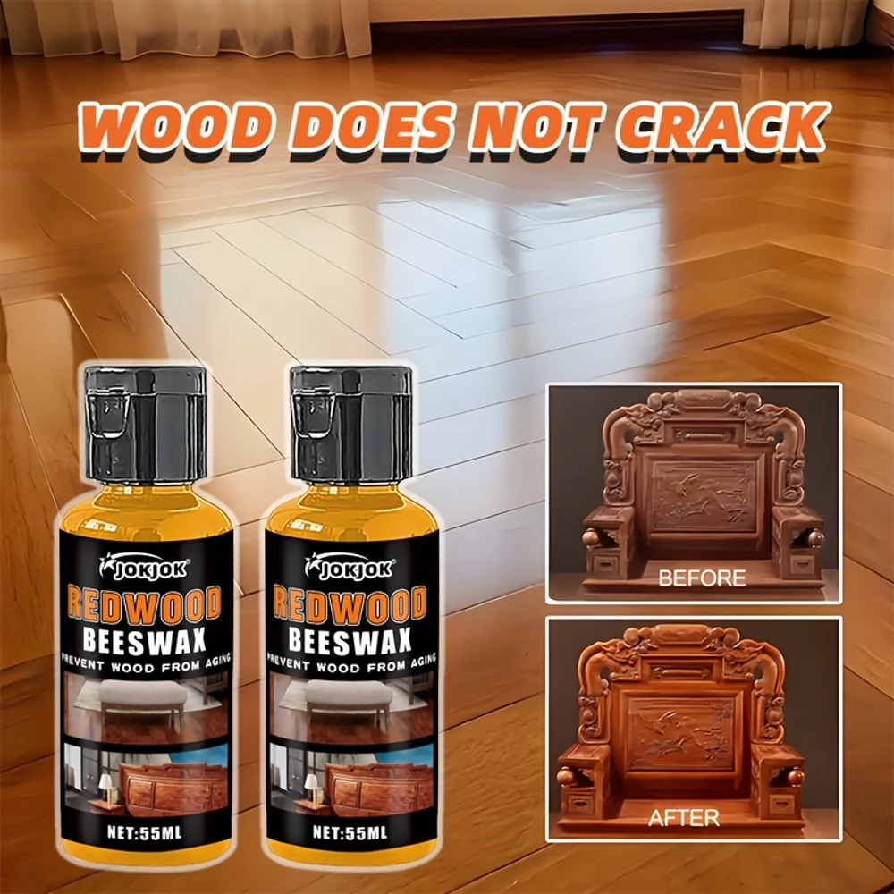 JOKJOK Premium Redwood Beeswax Polish - Crack-Resistant & Anti-Aging Wood Floor & Furniture Polish, Natural Wood Finish Restorer