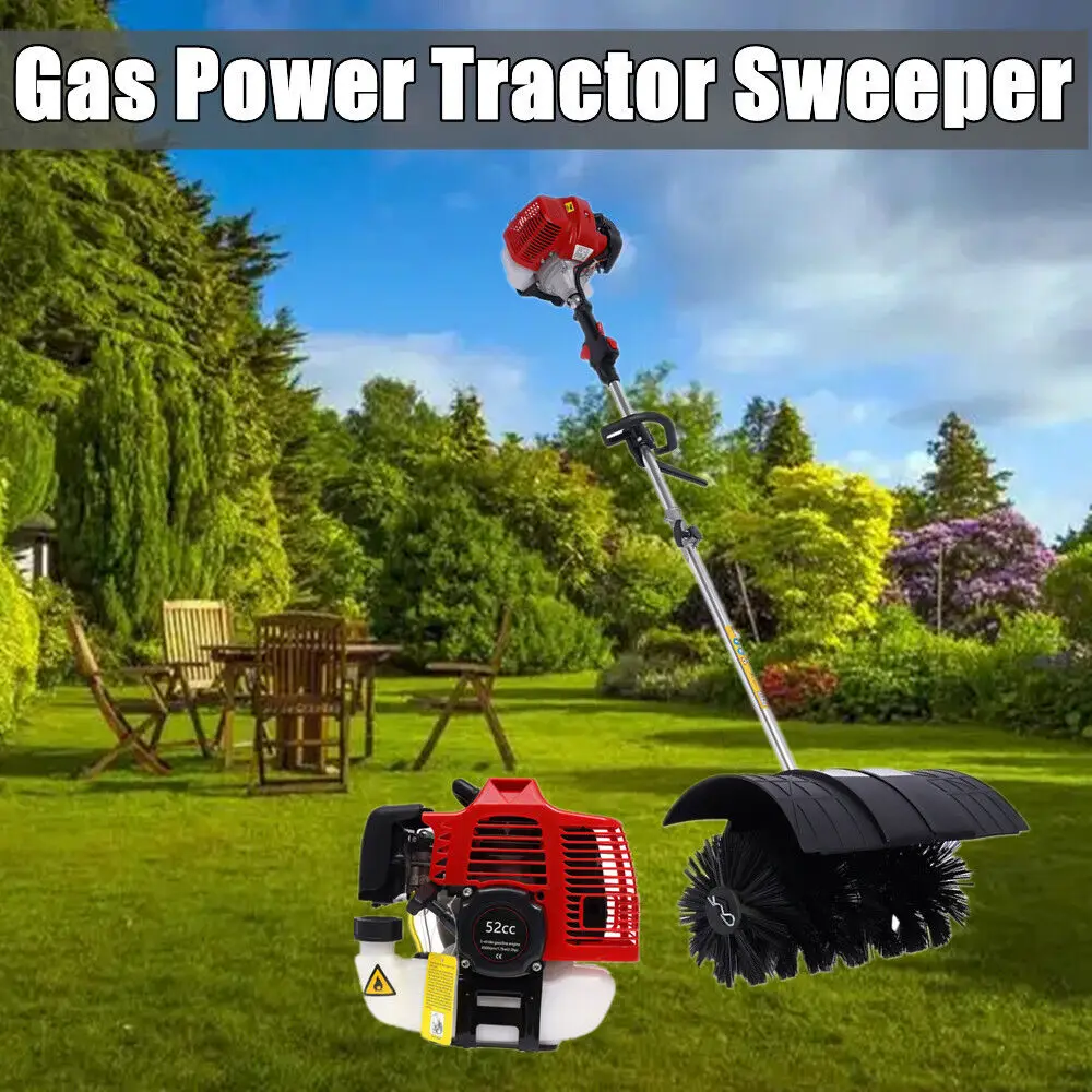 Hand Sweeper, 2.3HP Gasoline Sweeper Pusher Snow Blower 52CC Broom 2Stroke