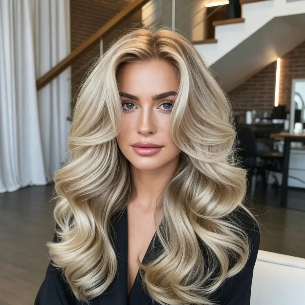 24Inch Soft Natural Wave Glueless Highlight Blonde HD Lace Front Wig For Women Pre Plucked Transparent Lace Heat Resistant Daily