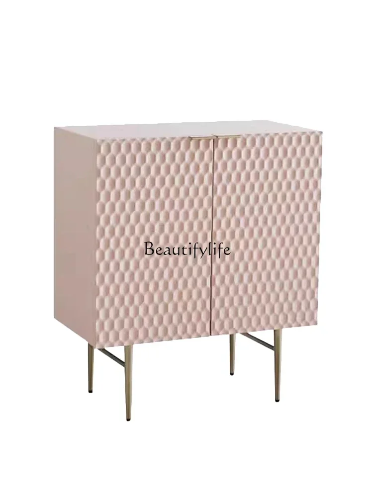

23American Minimalist Modern Pink Console Affordable Luxury Fashion Hallway Storage Shoe CabinetL