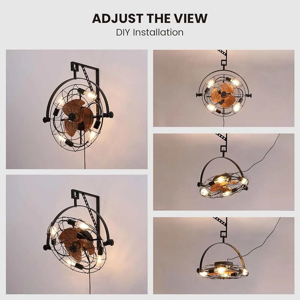 20인치 벽걸이형 팬(조명 포함) 6단계 원격 제어 타이머 케이지 팬 실내 실외 사용