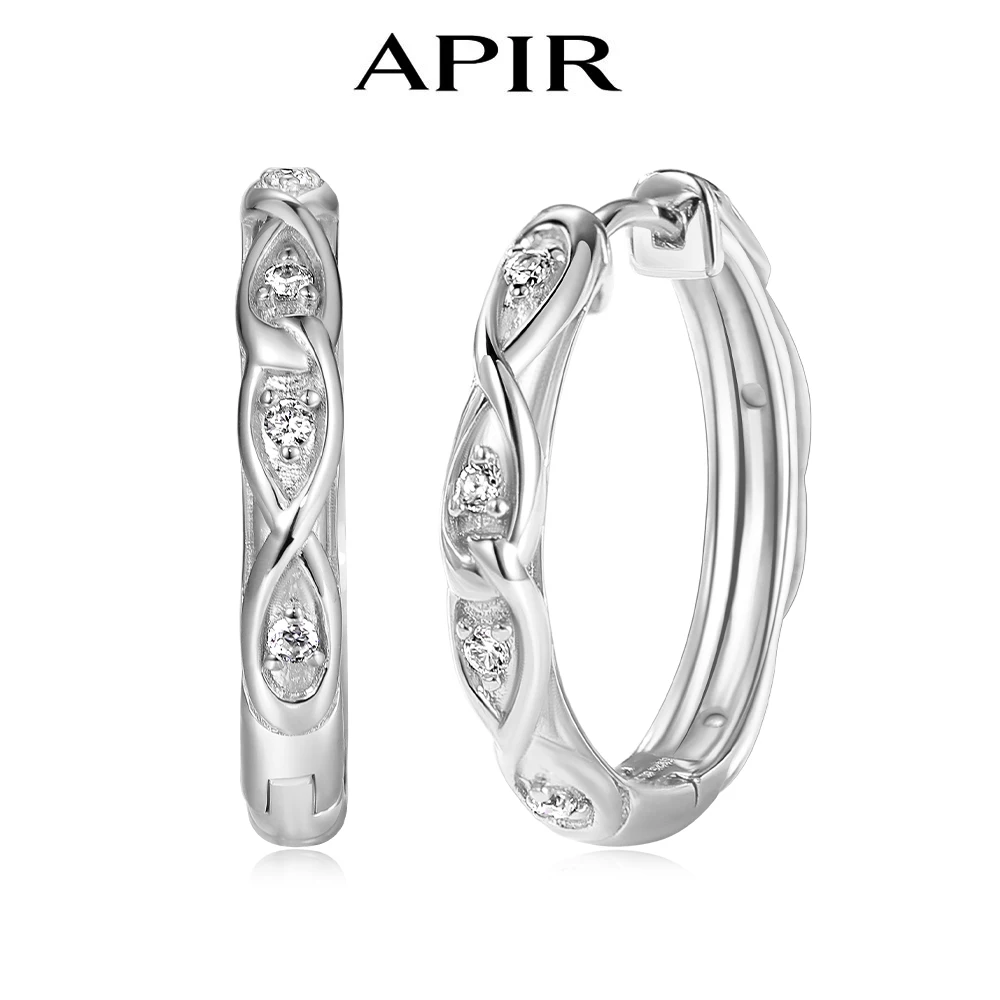 

APIR Moissanite Hoop Earrings for Women 15/20MM 925 Sterling Silver Hypoallergenic Exquisite Texture Hoops Fashion Jewelry