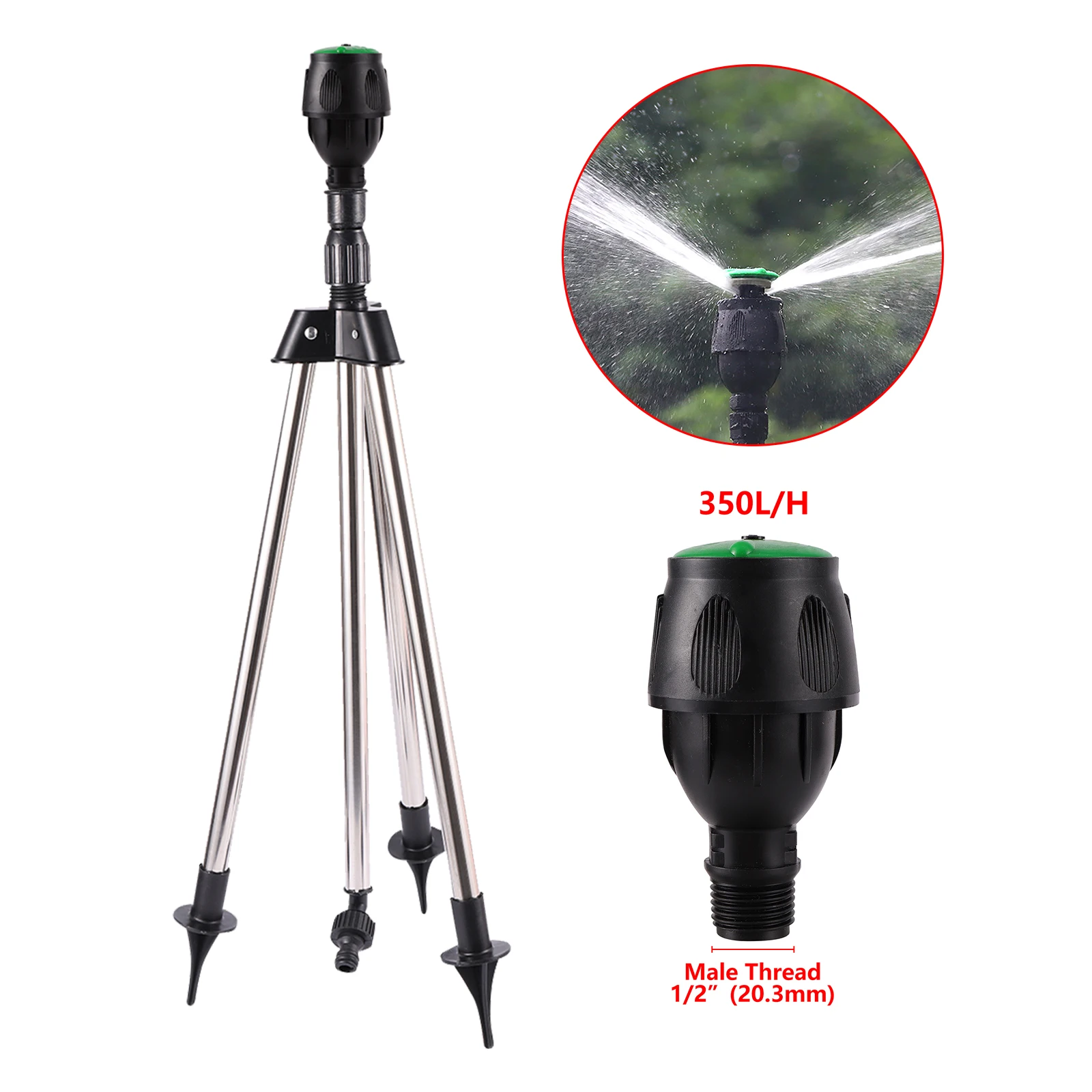 Système d'arrosage automatique rotatif à 360 degrés avec trépied télescopique pour l'irrigation des jardins, économie d'eau, arrosage extérieur  15