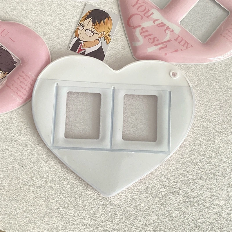 New Ins Girl Heart Pink Love 1 Inch Card Holder Kpop Card Couple Photo Protective Display Sleeves Students Bag Pendant Gift