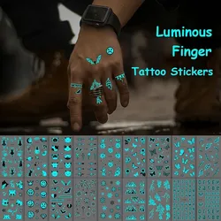 10 Sheets Blue Luminous Tattoo Sticker Butterfly Letter Cat Glowing Temporary Tatoo Small Finger Wrist Fake Tatto For Women Men