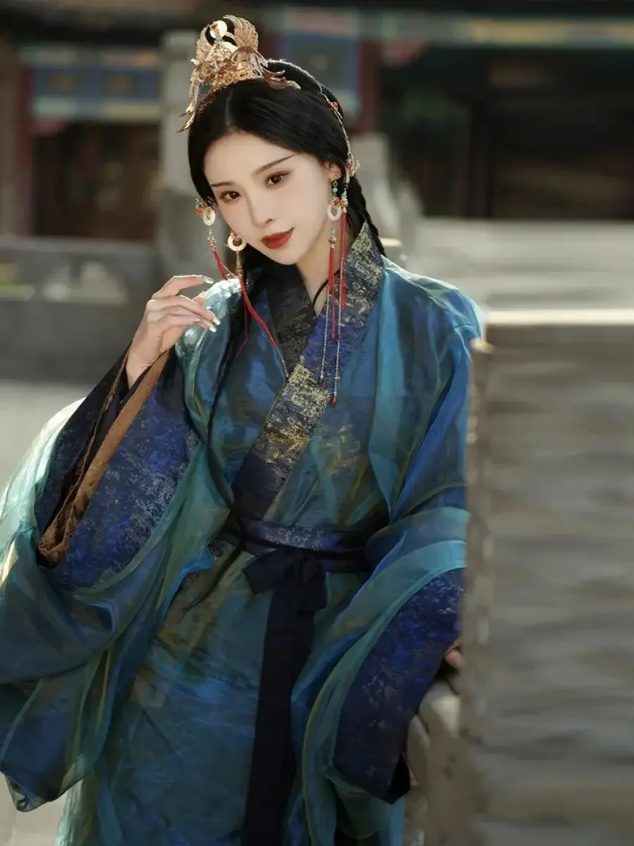 Traditionele Cross Kraag Dansend Paleis oude kleding Chinese Hanfu Hanfu Dames Strijdende Staten Gewaad Restauratie 2025