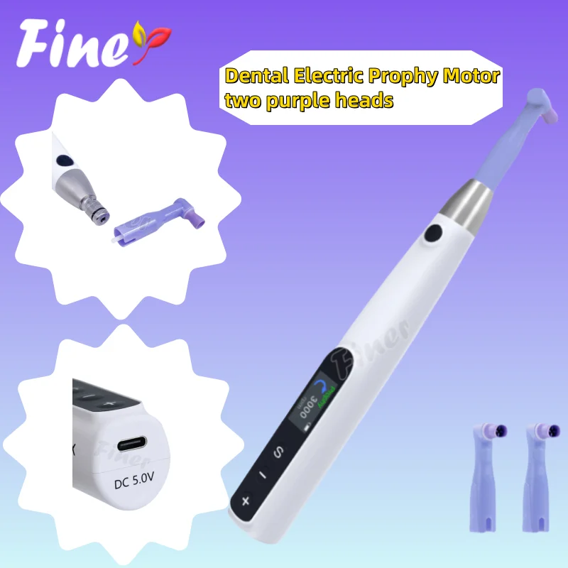 

Finer Dental Electric Smart Prophy Handpiece Dental Electric Polishing Motor Handpiece Wireless Type-C Charging Interface