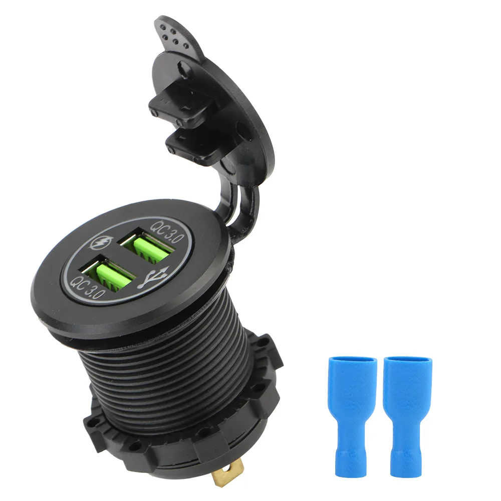 Cargador USB dual para automóvil, cargador rápido de 12V, adaptador de cargador de coche 3,0