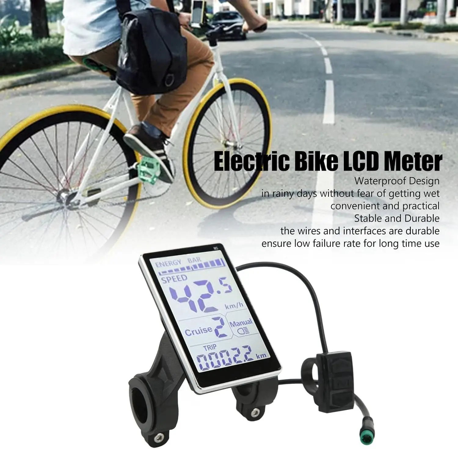 

Electric Bike LCD Display, 5 Pin 24V 36V 48V 60V ABS E Scooter M5 Panel Screen, Ebike LCD Display Control Panel Replacement