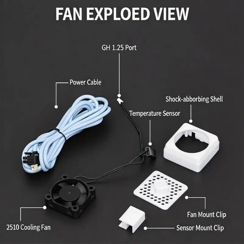 R53C 3D Printer Extruder Cooling Fan with Temperature Control Cable and Ball Bearing Fan Module for Extruder Cooling Repair Work
