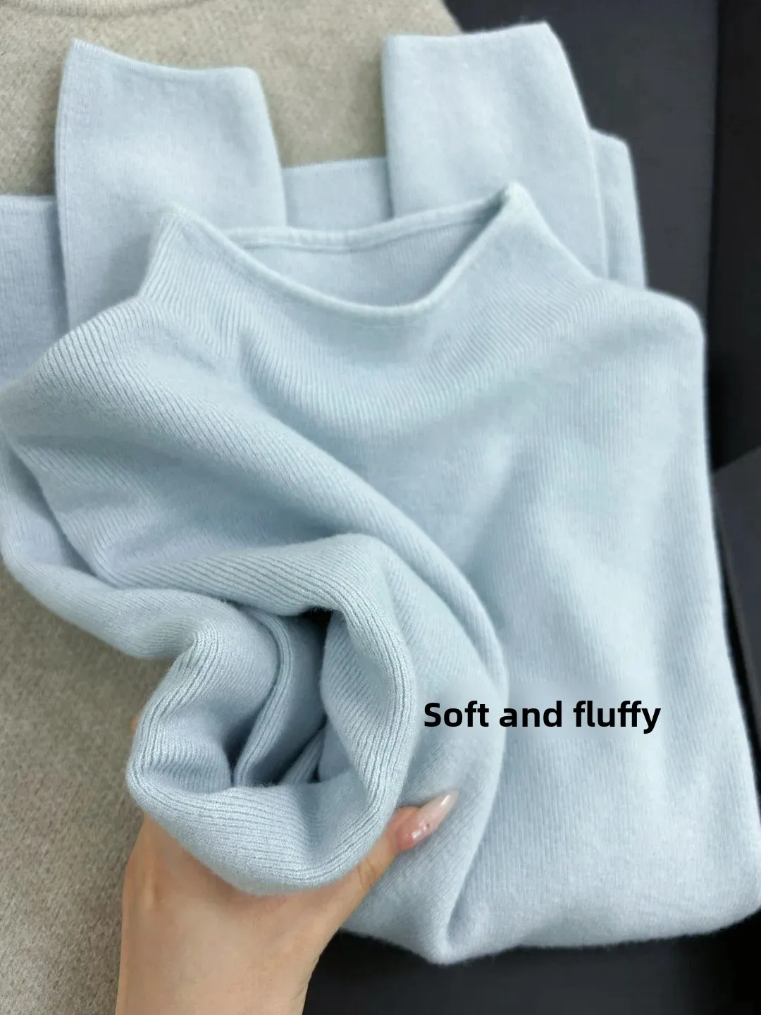 

Женский вязаный свитер на осень-зиму с высоким воротником-стойкой, шикарный базовый топ, цвет морской соли, мягкий