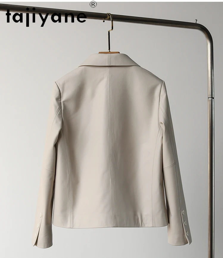 Tajiyane High-End-Mantel aus echtem Schaffell, Damenbekleidung, 2023, Frühling und Herbst, kurze einreihige Echtlederjacke für Damen