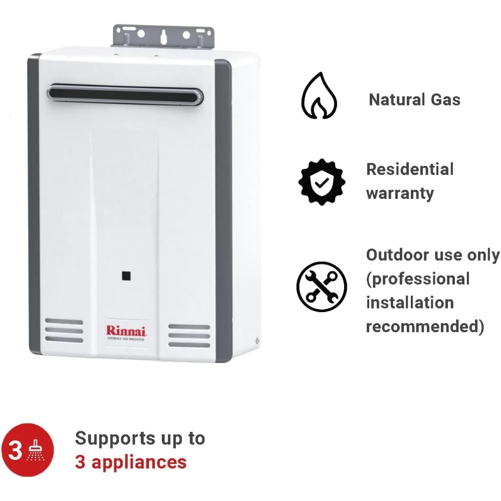 Tankless Hot Water Heater, 5.3 GPM, Natural Gas, Outdoor Installation