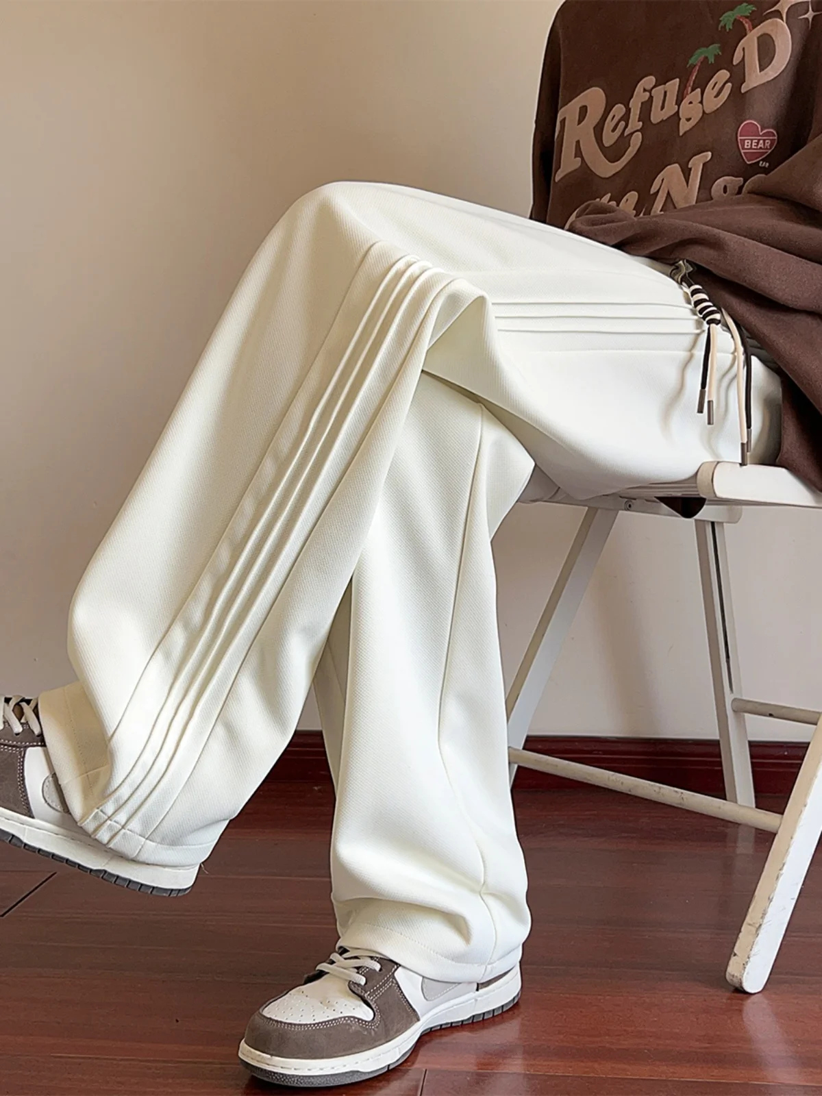 

Мужские повседневные брюки весна-осень, свободного прямого кроя, с отворотами, немнущиеся, удобные, модные, молодежные, стильные