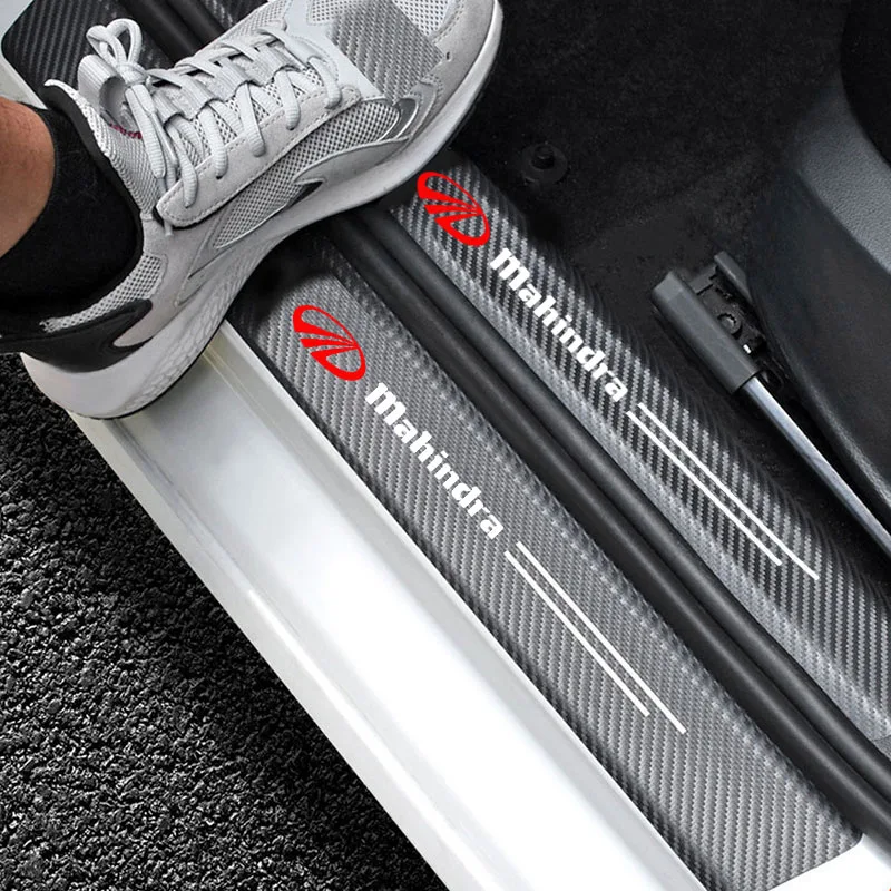 Car with Logo Door Carbon Fiber Sill Protector Stickers For Mahindra kuv100 xuv700 xuv300 tuv300 mahindra pik up 4x4 Accessories