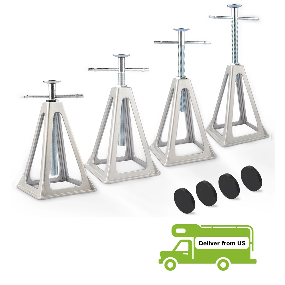 

RV Stack Jack 4 Pack Aluminum Stabilizer With Cover For Camper And Trailer Stabilization Adjustable From 11inch To 17inch