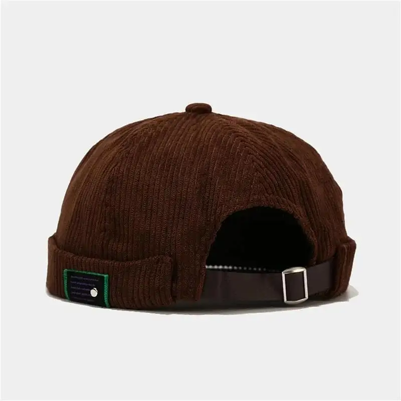 Retro Beanie Hat Unisex Solid Cap Streetwear Hip Hop Brimless Hats Vintage Corduroy Docker Caps For Men Adjustable Dome