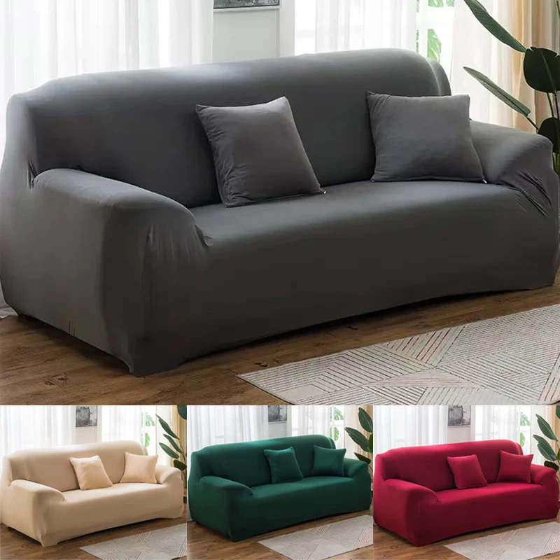 

1/2/3/4 Seater Solid Color Elastic Sofa Covers for Living Room Spandex Sectional Corner Sofa Slipcovers Couch Chair Cover (1PC)