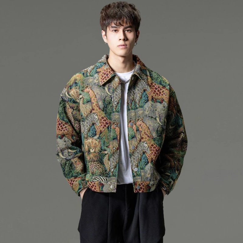 New Chinese Style Men's Clothing Trendy Casual Printed Jacket Men's Styles Domineering and Trendy Styles