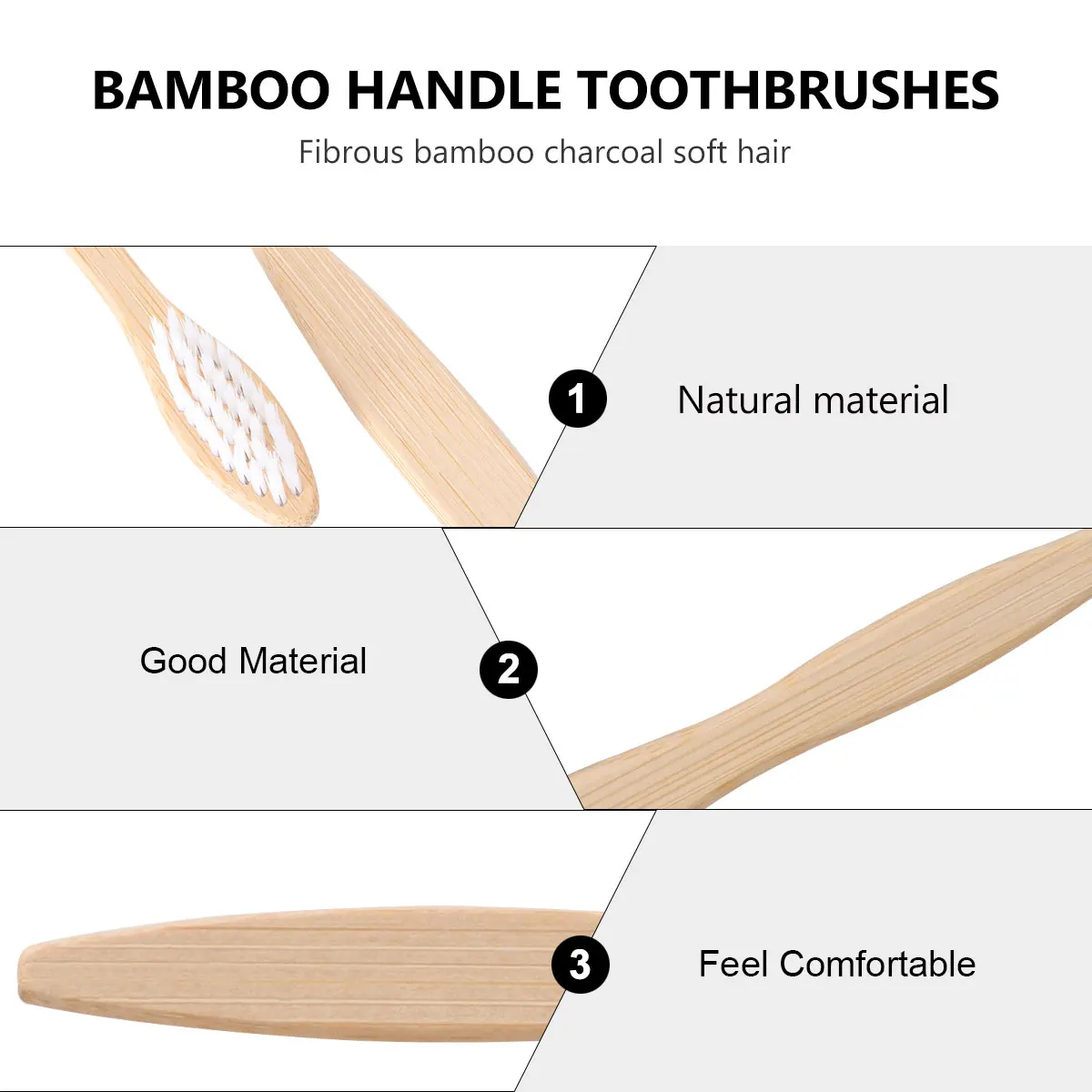 

10 pcs Bamboo Toothbrush Set Eco-Friendly Handle Lightweight Portable For Travel Home Use Adults Bristle Toothbrush