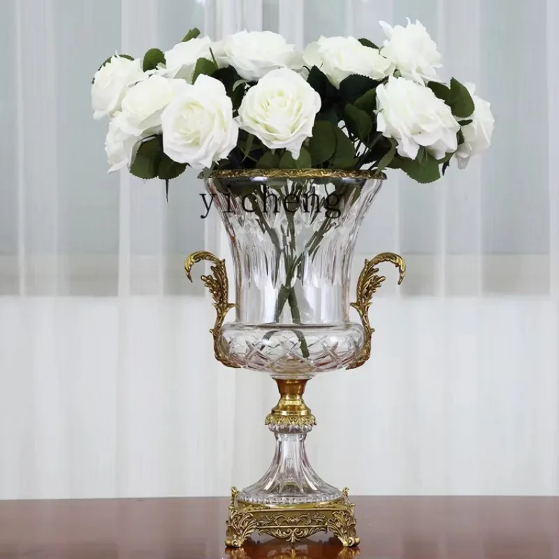 

pure copper crystal glass vase hydroponic transparent flower arrangement high-end luxury living room decoration