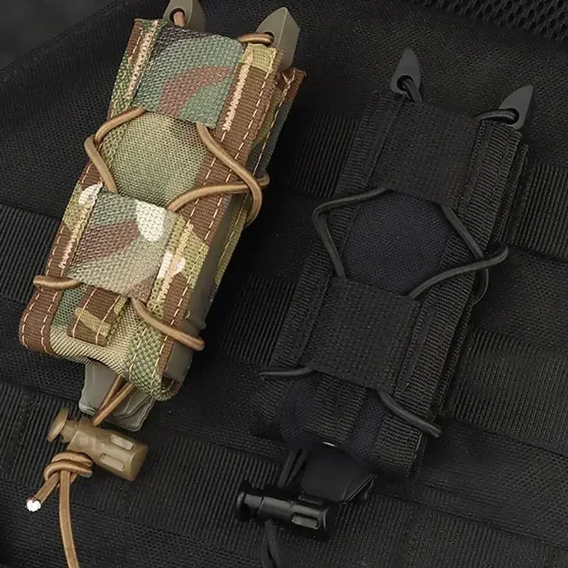 Tactical Magazine Pouch 9MM Pistol Single Mag Bag Molle Flashlight Pouches Torch Holder Hunting Knife Holster Shooting Airsoft view 4