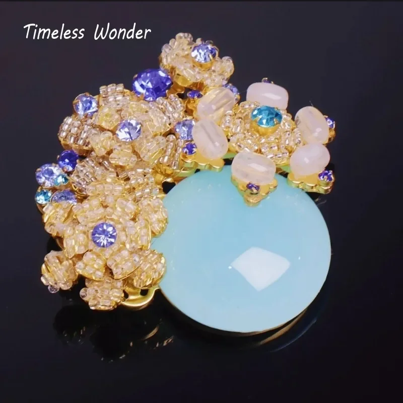 Timeless Wonder Fancy Crystal Glass Braided Floral Brooch Pins for Women Designer Jewelry Runway Top Luxury Cute Rare Mix 3527