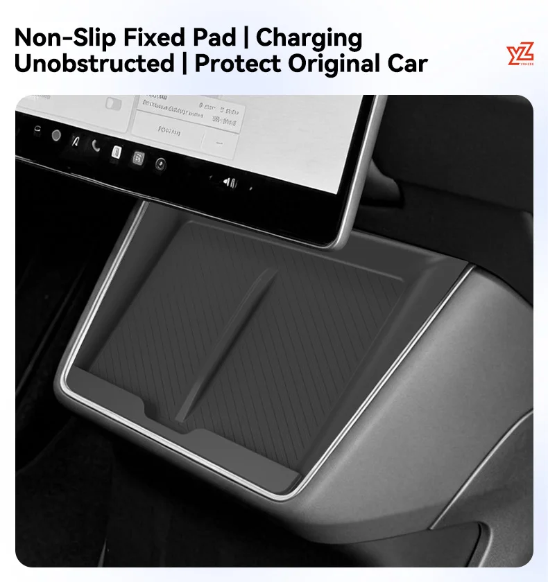 YZ für Tesla Model Y Standard Juniper RWD 2026 2025 Mittelkonsole Untere TPE-Aufbewahrungsbox Ladepad-Organizer Auto-Zubehör – Detail 6