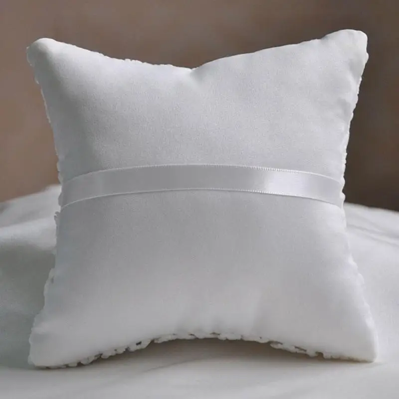 

31BB Soft and Elegant White Rings Pillow Wedding Pillow Photo Prop Decoration