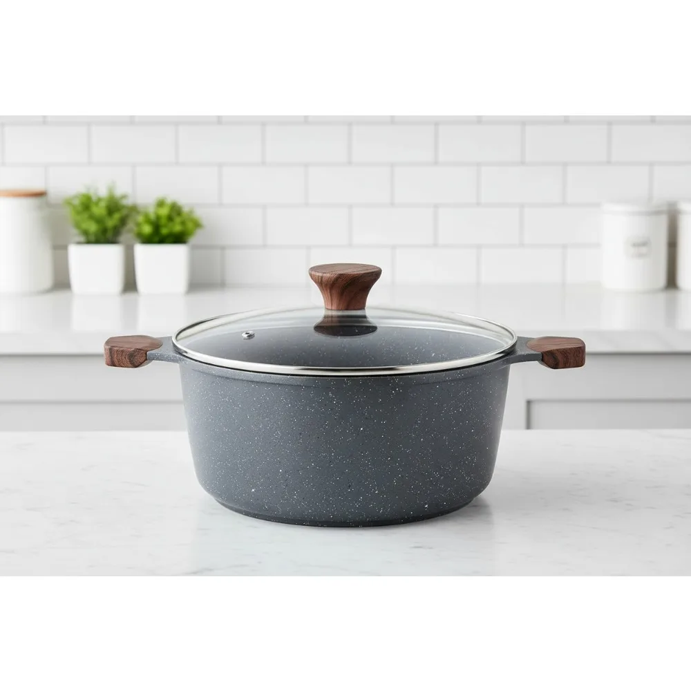 

Кастрюля с антипригарным покрытием объемом 4,5 литра со стеклянной крышкой, индукционная голландская печь для здорового приготовления пищи, легко чистится