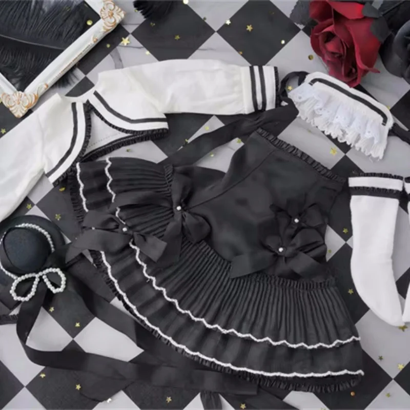 

Одежда для кукол BJD, комплекты брюк, 1/4 кружева, черное платье с медведем и сестрой, повседневное белое платье для девочек, милые красивые подарки, аксессуары для кукол