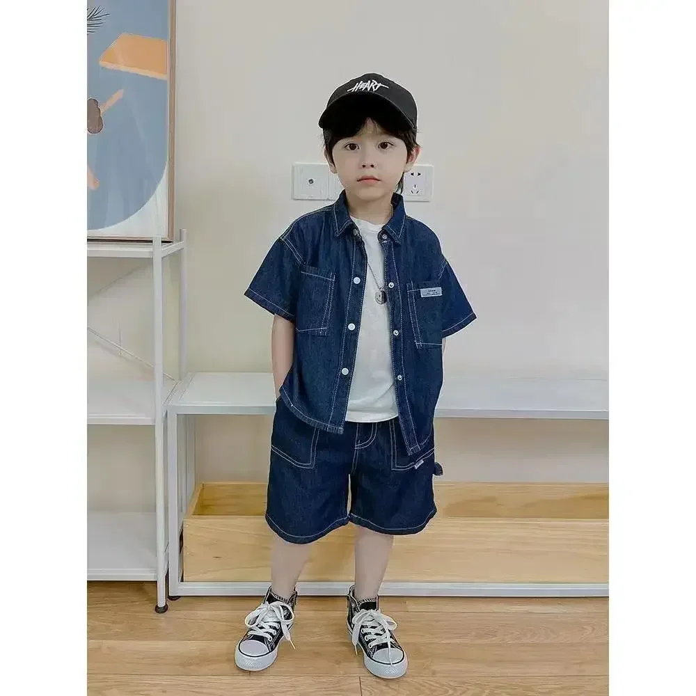 

2 шт./комплект, джинсовые топы и брюки для мальчиков, на возраст 2-12 лет