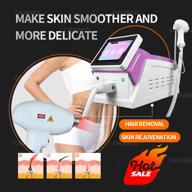 Professionele ijsplatina 808 nm diode Laser ontharingsmachine pijnloos ontharingsapparatuur voor het hele lichaam paars, 755 8081064