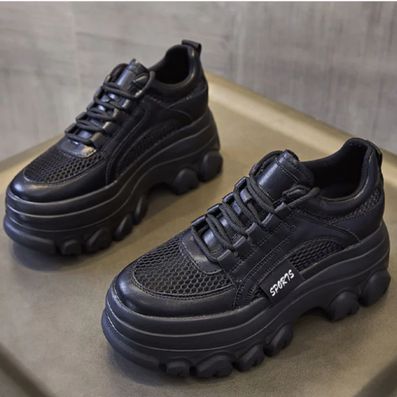靴 26ss CHUNKY PLATFORM LACE-UP SHOES ZXRYXGS 2026 New Spring Summer Cowhide Mesh Thick-Soled Heighten