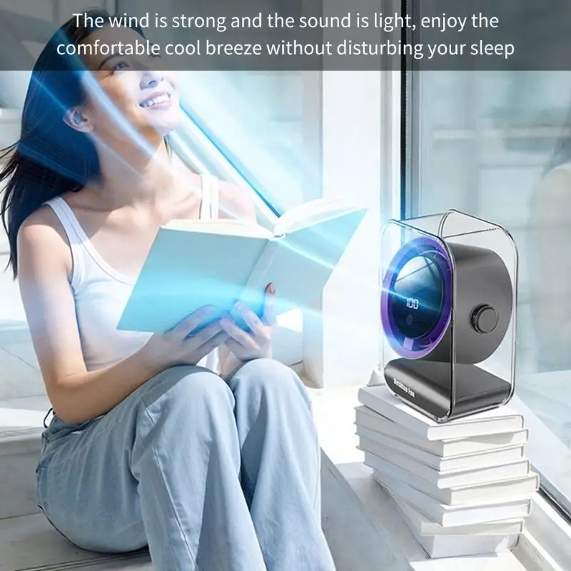 

D0AB Rechargeable Desktop Fan With Turbos Cooling And 100 Speed Adjustments