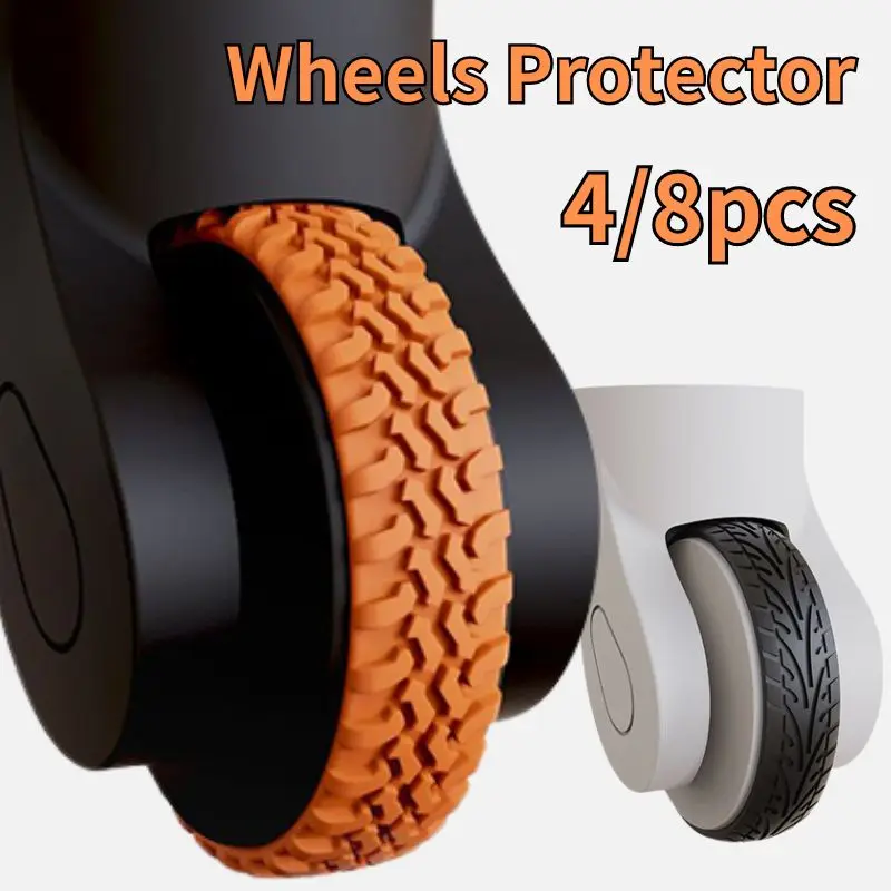 4PCS Luggage Wheels Protector Silicone Wheels Caster Shoes Travel Trolley Suitcase Reduce Noise Wheels Guard Cover Croppable