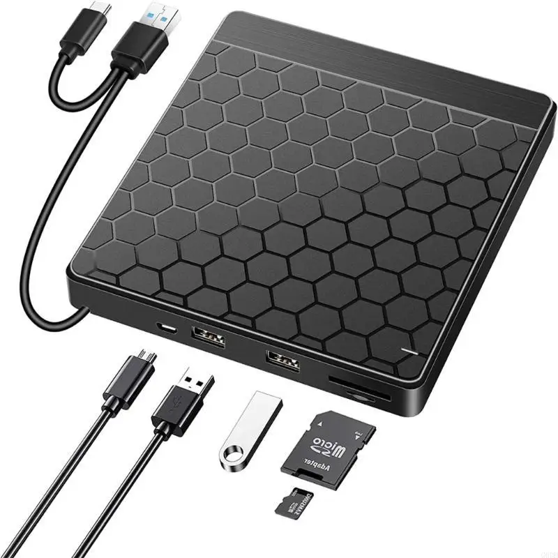 G6DD 6 in 1 External DVD Drive USB TYPE C USB C Portable DVD Disk Drive