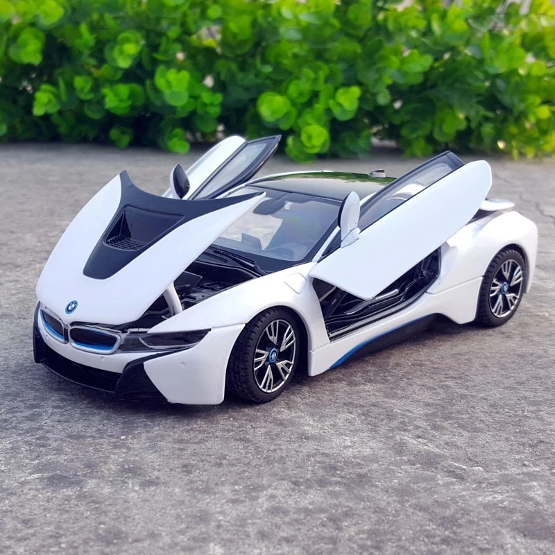 1:24 BMW I8 Sports Alloy Car Diecast Sound And Light Supercar Model Toy Metal Vehicle Simulation Collection Gifts Toys