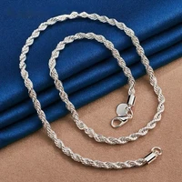 Charm 925 sterling silver Accessories Men 4MM 40-60cm 2PCS Rope Chain Necklace Bracelet Women Fashion Wedding Gift Jewelry - Image 4